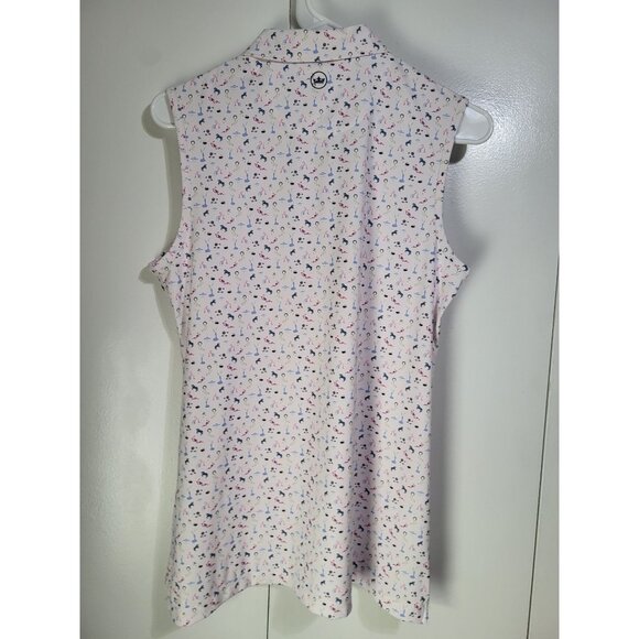 Peter Millar Women's SZ M Sleeveless Polo Tank Top Golf Athleisure Logo UFP 50+ - Picture 2 of 8